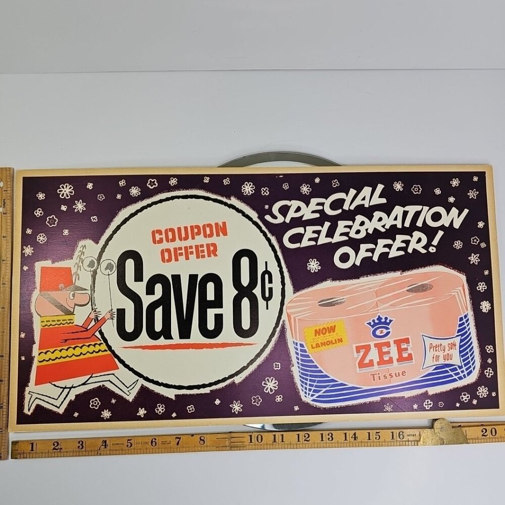 Vintage Advertising Sign 1950s - Zee Tissue Crown Zellerbach Canada Limited